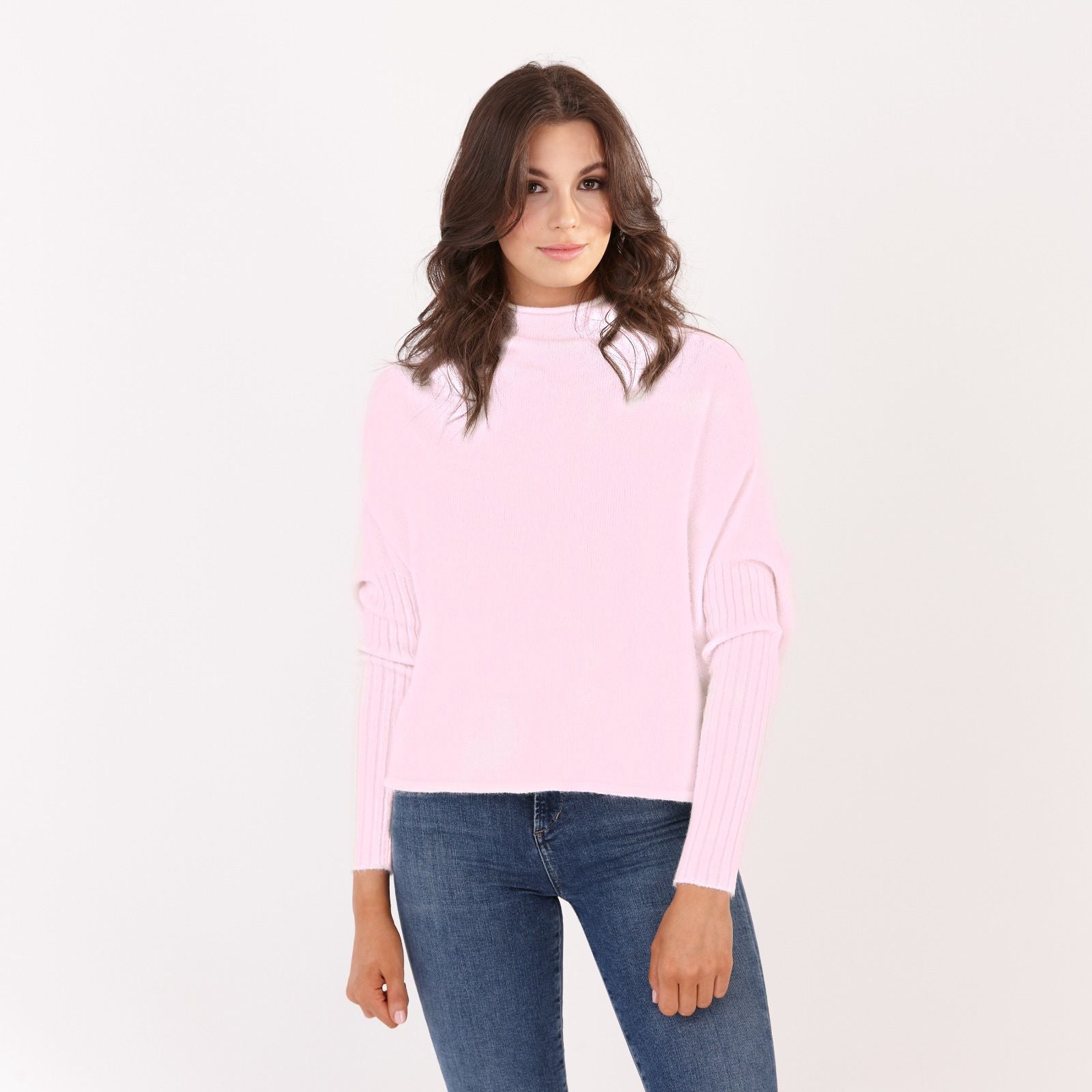 Pink funnel neck outlet jumper