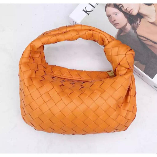 Orange Weaved Knot Pouch Bag