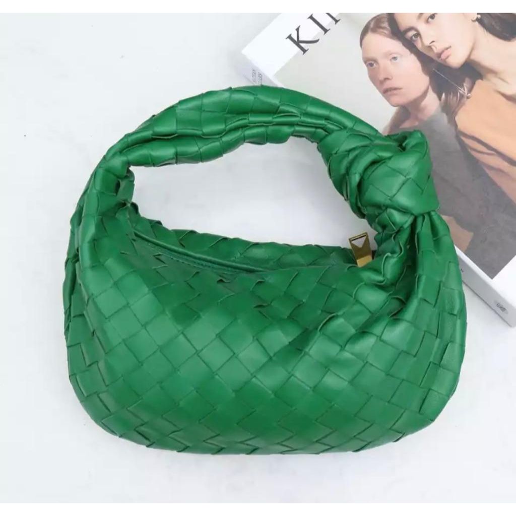 Green Weaved Knot Pouch Bag