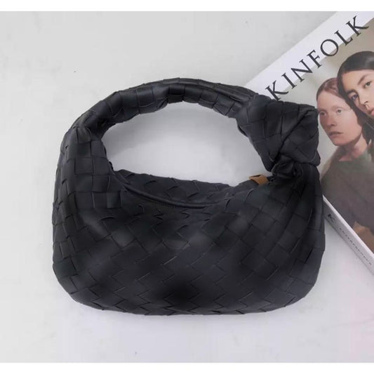 Black Weaved Knot Pouch Bag