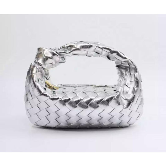 Silver Weaved Knot Pouch Bag